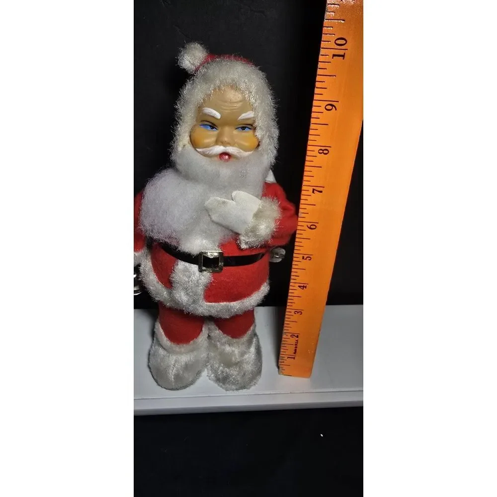 Vintage Santa Claus Christmas Rings Bell Wind Up Mechanical Works Sack Japan 10